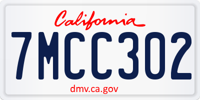 CA license plate 7MCC302