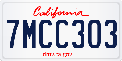 CA license plate 7MCC303