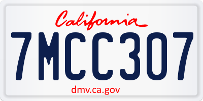 CA license plate 7MCC307