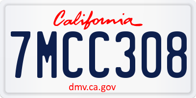 CA license plate 7MCC308