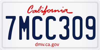 CA license plate 7MCC309