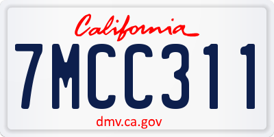 CA license plate 7MCC311