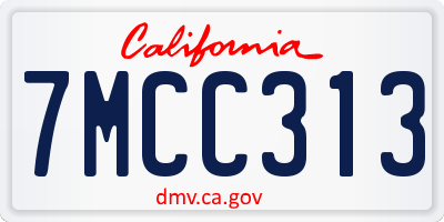 CA license plate 7MCC313