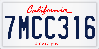CA license plate 7MCC316