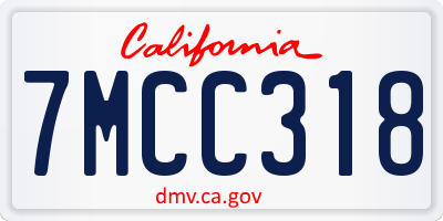 CA license plate 7MCC318