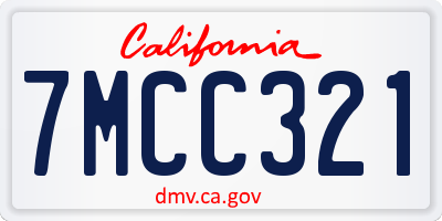 CA license plate 7MCC321