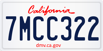 CA license plate 7MCC322