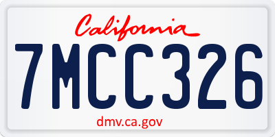 CA license plate 7MCC326