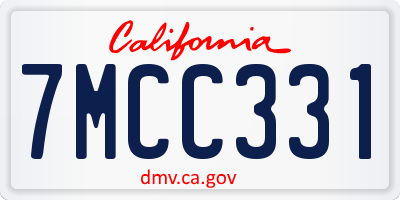 CA license plate 7MCC331