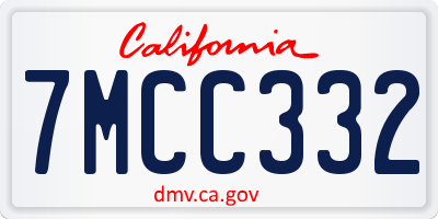 CA license plate 7MCC332