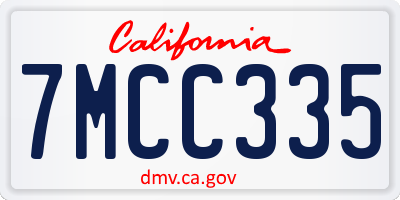 CA license plate 7MCC335