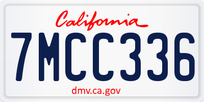 CA license plate 7MCC336