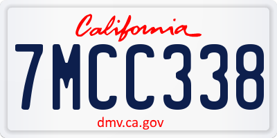 CA license plate 7MCC338