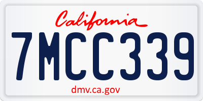CA license plate 7MCC339
