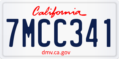 CA license plate 7MCC341