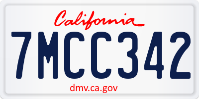 CA license plate 7MCC342