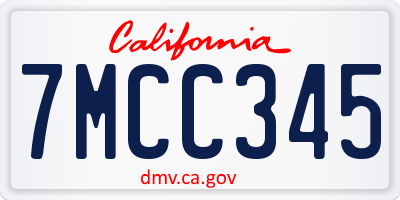 CA license plate 7MCC345
