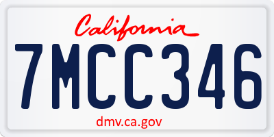 CA license plate 7MCC346