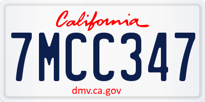 CA license plate 7MCC347