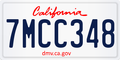 CA license plate 7MCC348