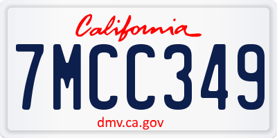 CA license plate 7MCC349