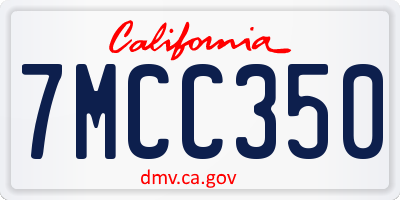 CA license plate 7MCC350