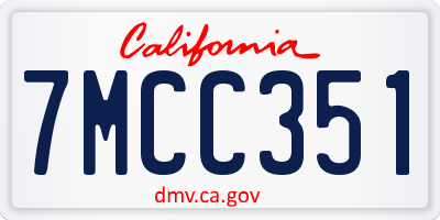 CA license plate 7MCC351