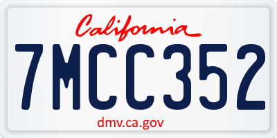 CA license plate 7MCC352