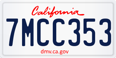CA license plate 7MCC353