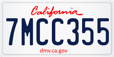 CA license plate 7MCC355