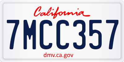 CA license plate 7MCC357