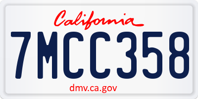 CA license plate 7MCC358