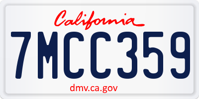 CA license plate 7MCC359