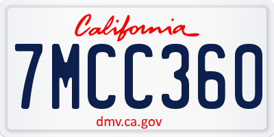 CA license plate 7MCC360