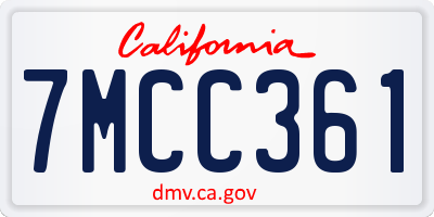 CA license plate 7MCC361