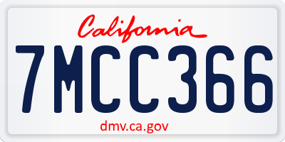 CA license plate 7MCC366