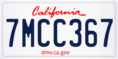 CA license plate 7MCC367