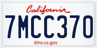 CA license plate 7MCC370