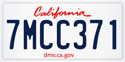 CA license plate 7MCC371