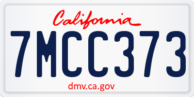 CA license plate 7MCC373