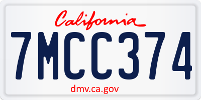 CA license plate 7MCC374