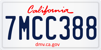 CA license plate 7MCC388