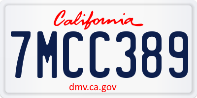 CA license plate 7MCC389