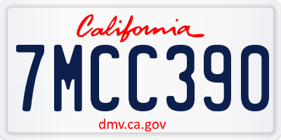 CA license plate 7MCC390