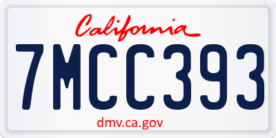 CA license plate 7MCC393