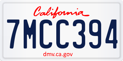 CA license plate 7MCC394