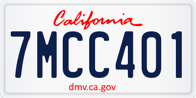 CA license plate 7MCC401