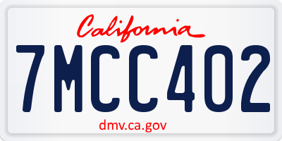 CA license plate 7MCC402