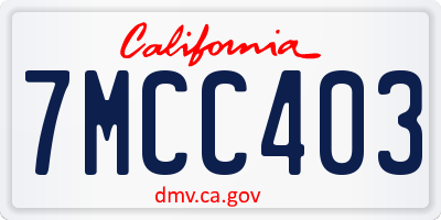 CA license plate 7MCC403