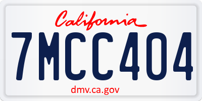 CA license plate 7MCC404